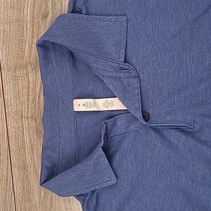 LULULEMON Blue Medium Cotton Blend Polo Mens Short Sleeve Athletic Casual Shirt‎
